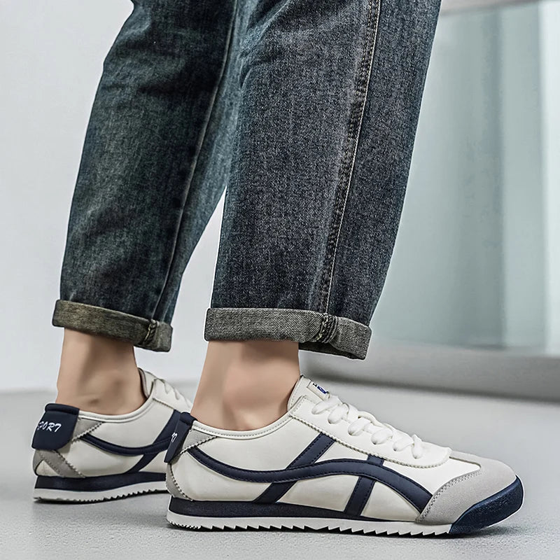 Men’s Striped Low-Top Lace-Up Sneakers