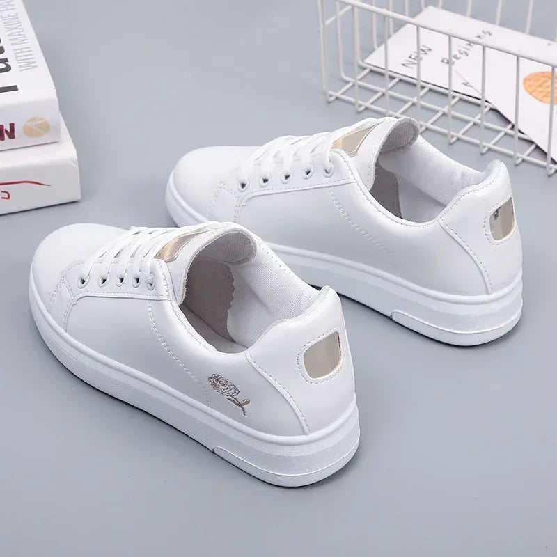 Women’s Floral Embroidered Lace-Up Sneakers