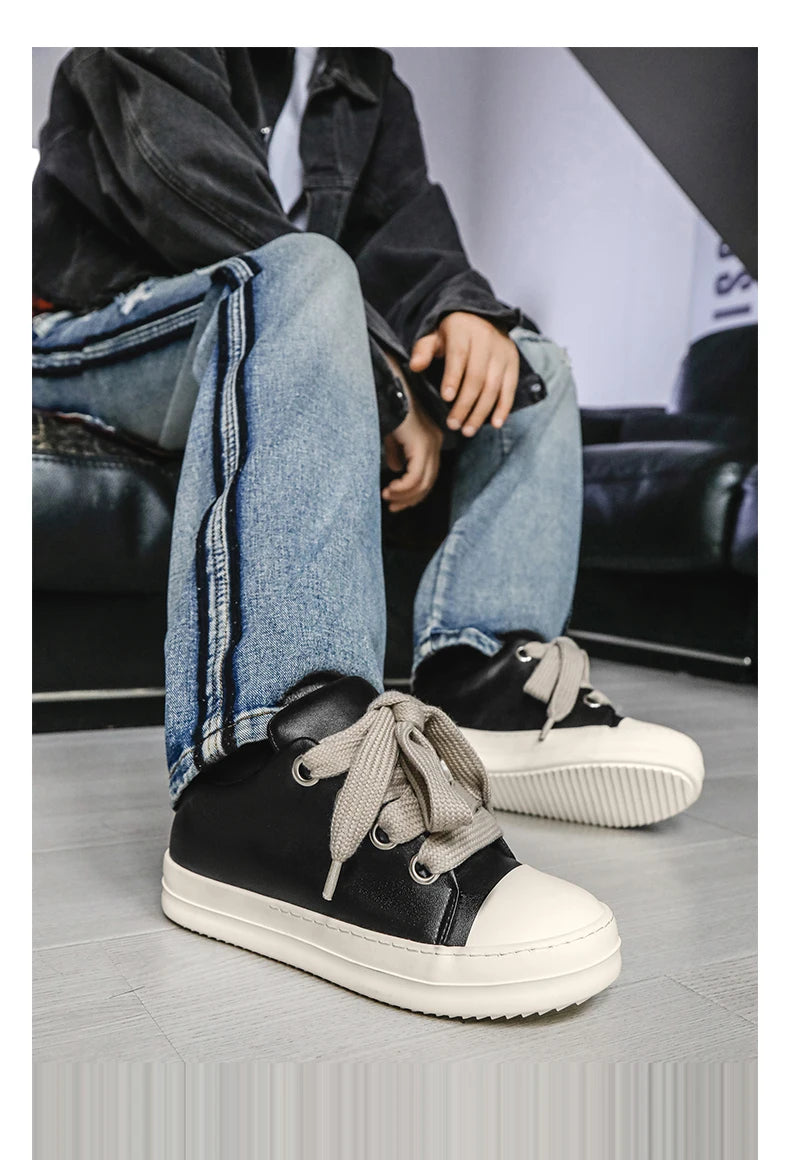 Black Lace-Up Casual Sneakers