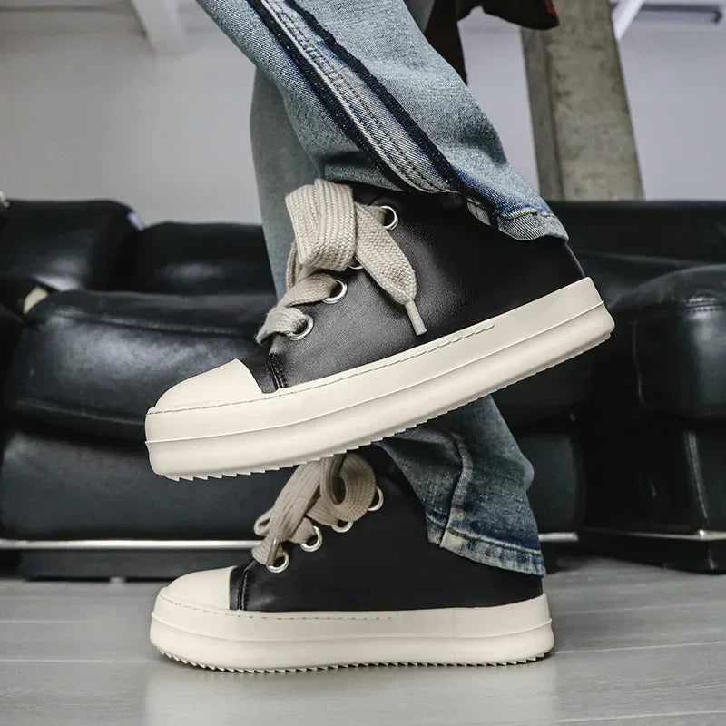Men’s FH260 Black Faux Leather Casual Sneakers