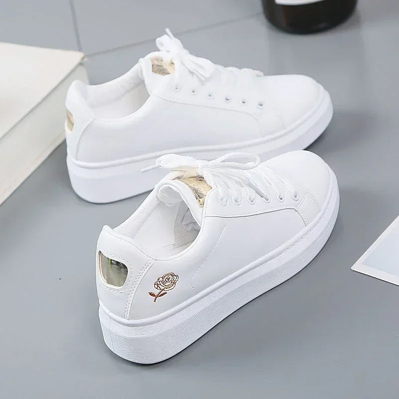 Women’s Floral Embroidered Lace-Up Sneakers