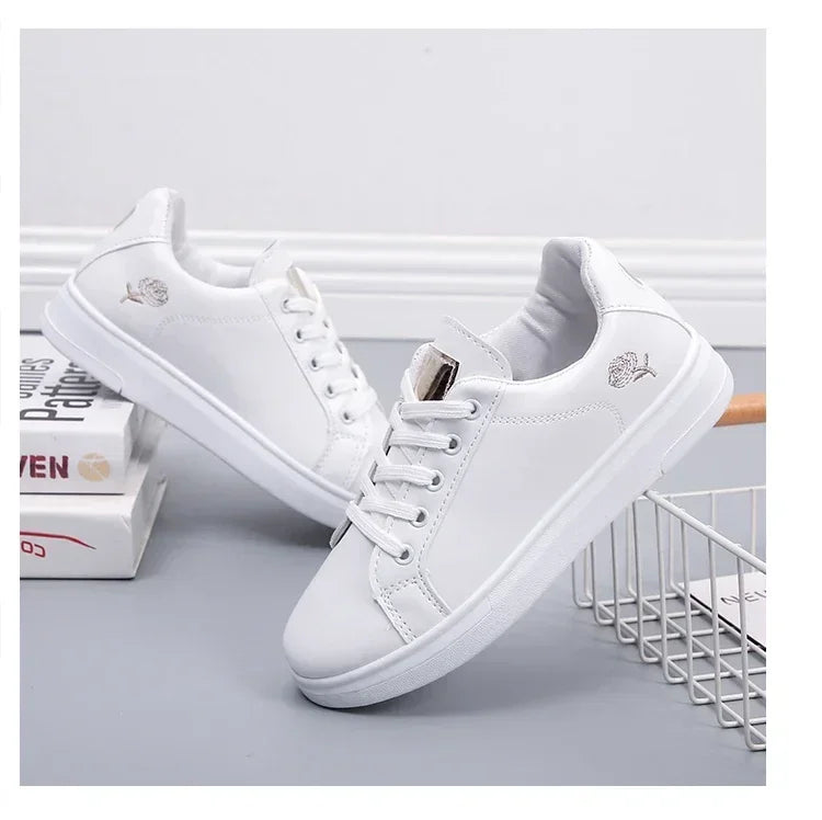 Women’s Floral Embroidered Lace-Up Sneakers
