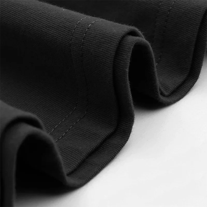 Close-up of black fabric with visible stitching on a white background