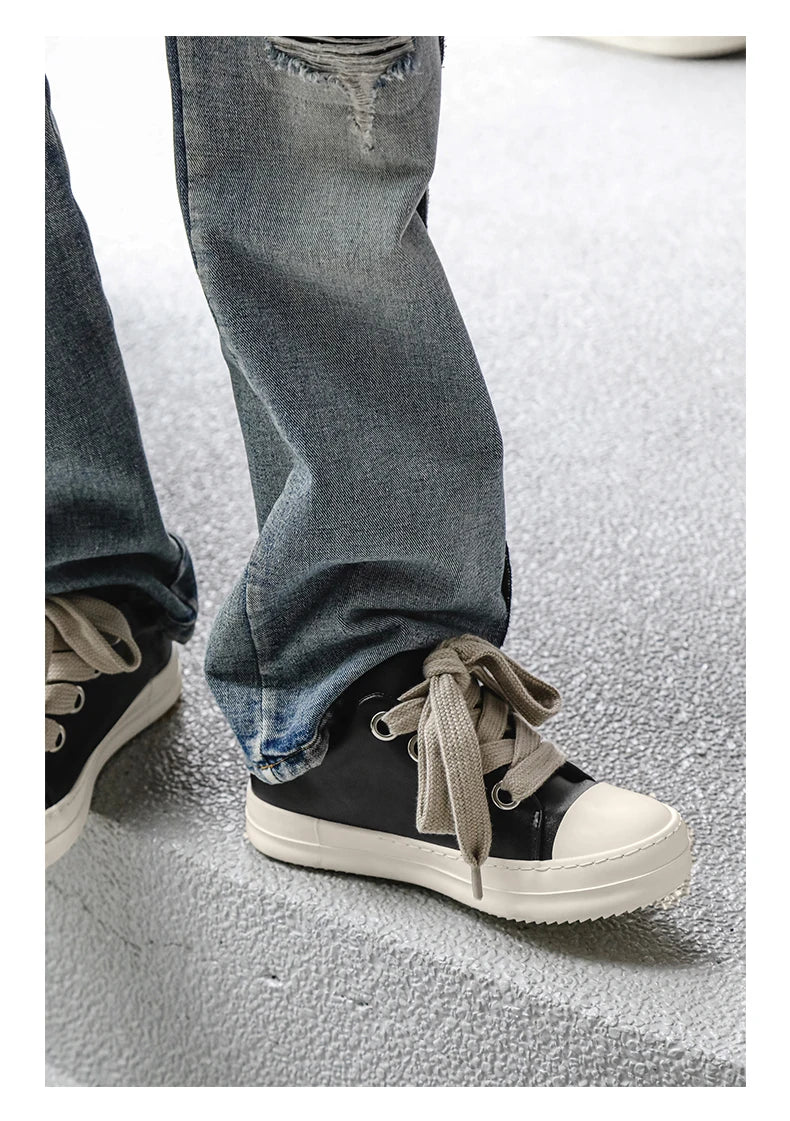 Black Lace-Up Casual Sneakers