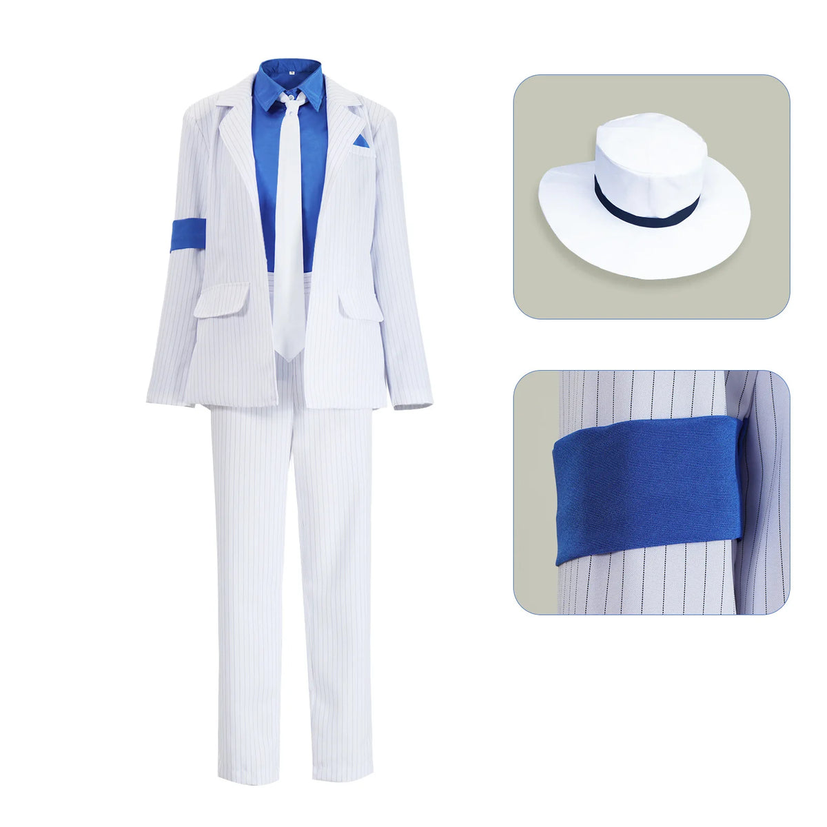 Smooth Criminal-Inspired White Pinstripe Costume Suit