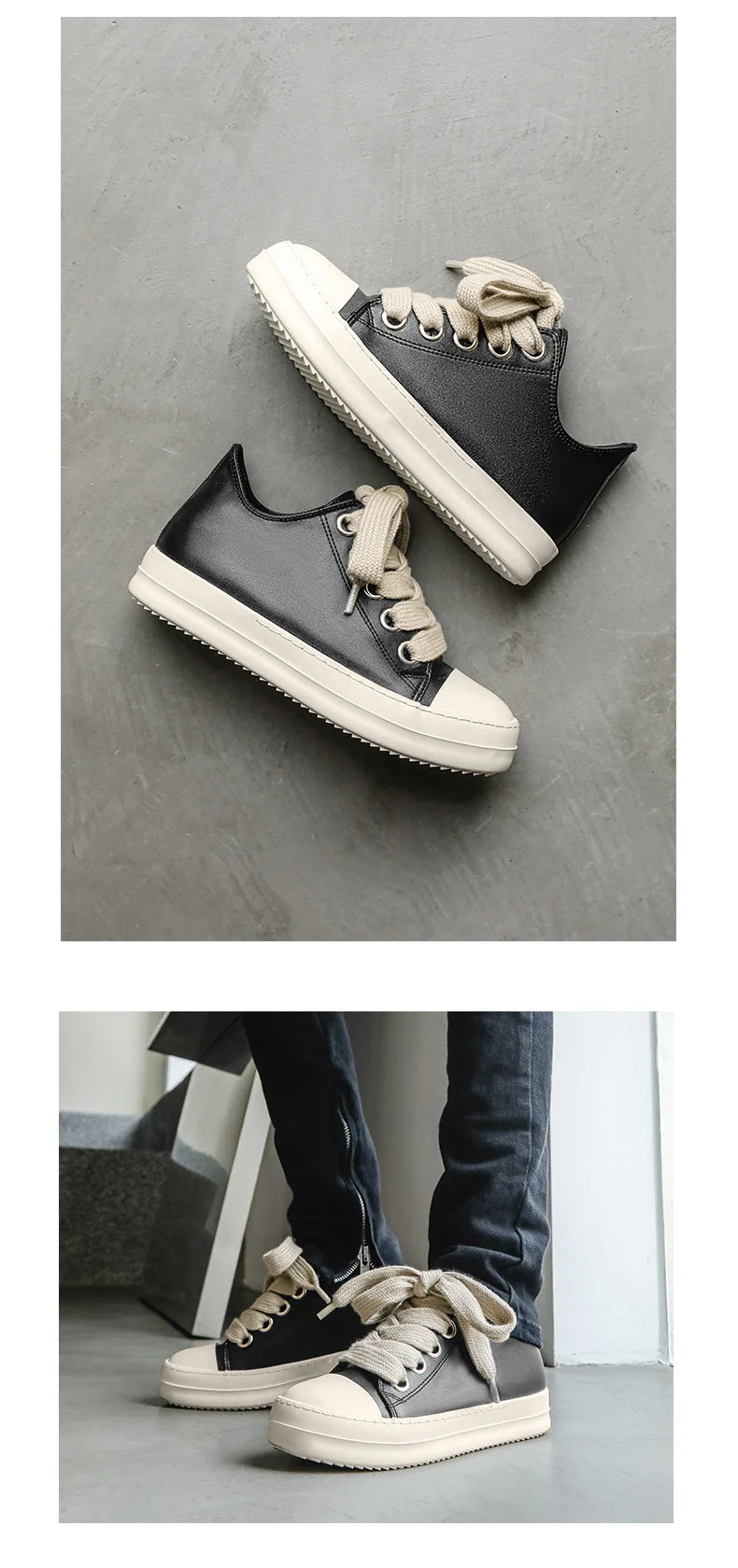 Men’s FH260 Black Faux Leather Casual Sneakers