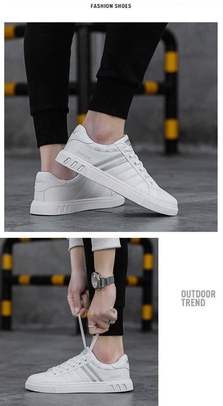 Men’s H07 Striped Faux Leather Sneakers
