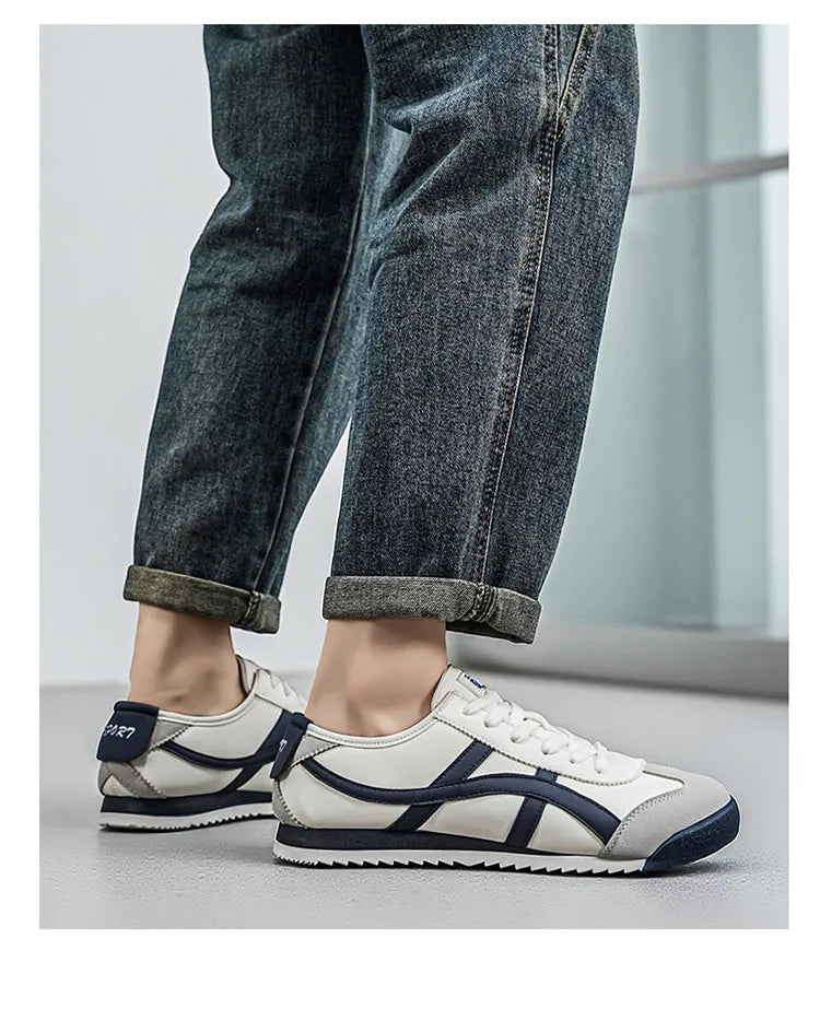 Men’s Striped Low-Top Lace-Up Sneakers
