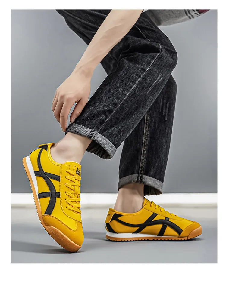 Men’s Striped Low-Top Lace-Up Sneakers