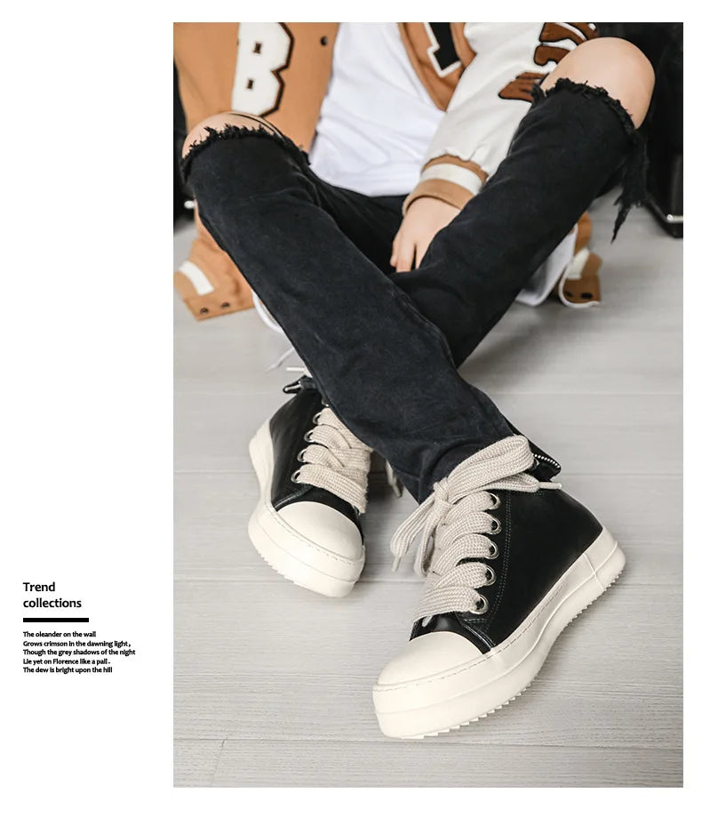 Men’s FH260 Black Faux Leather Casual Sneakers