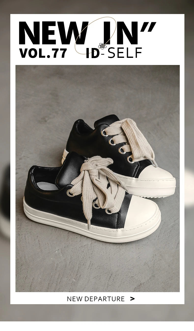 Black Lace-Up Casual Sneakers