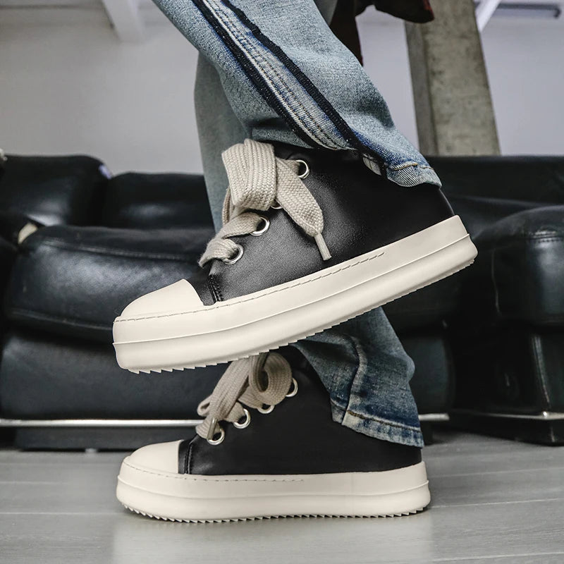 Black Lace-Up Casual Sneakers