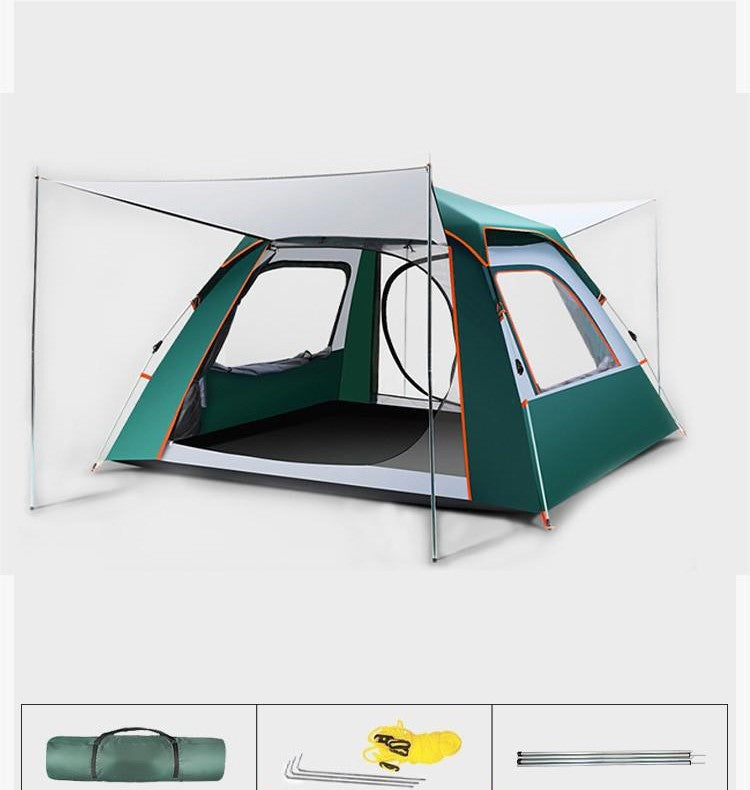 Camping tent with accessories on a white background