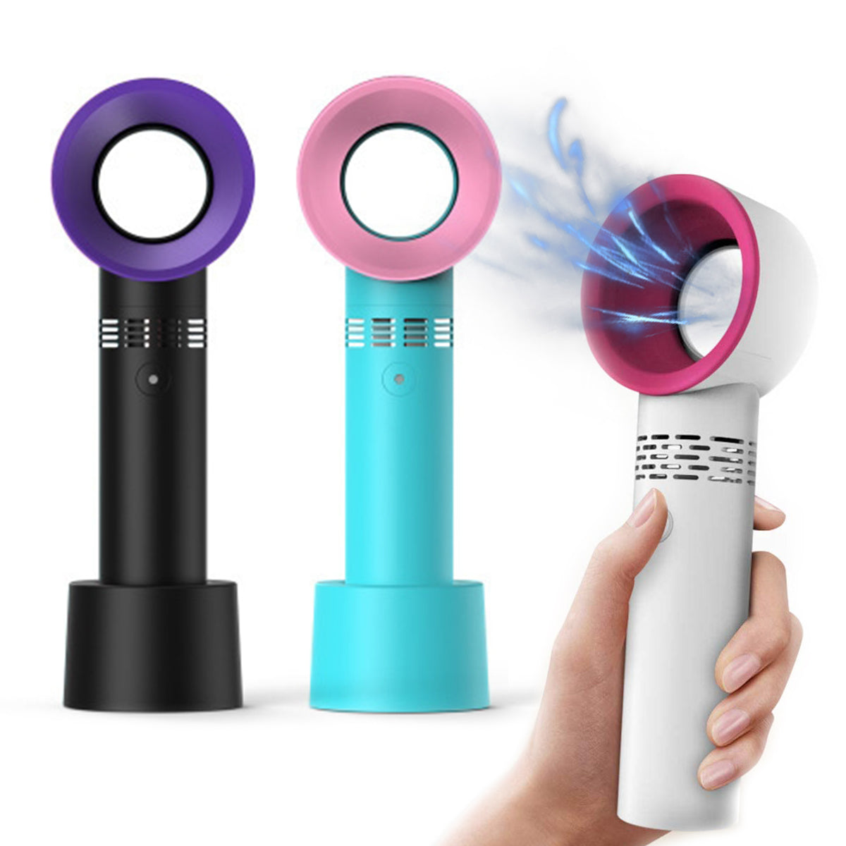 Rechargeable USB Bladeless Fan – 3-Speed Portable Desk & Handheld