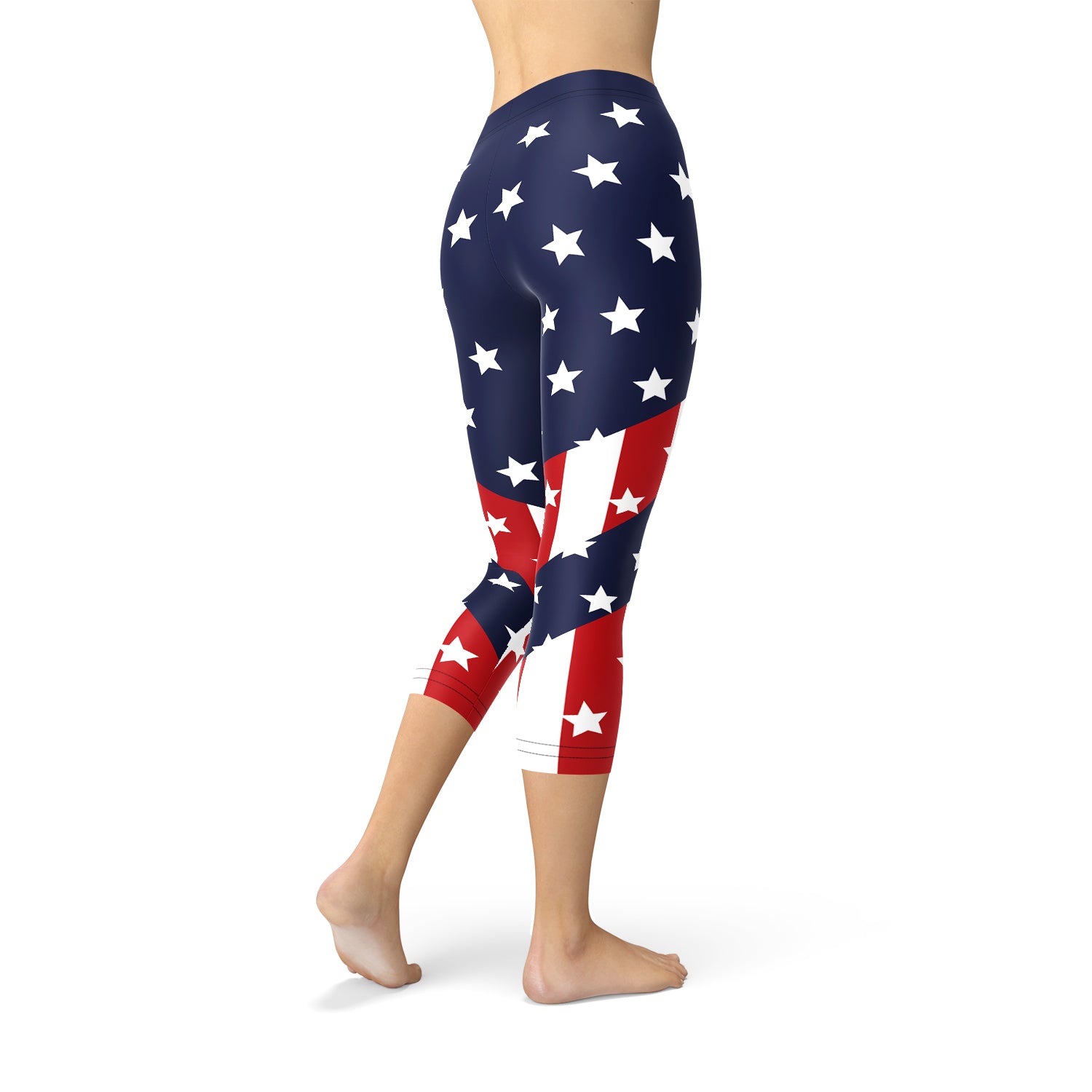 Leggings with American flag design on a white background