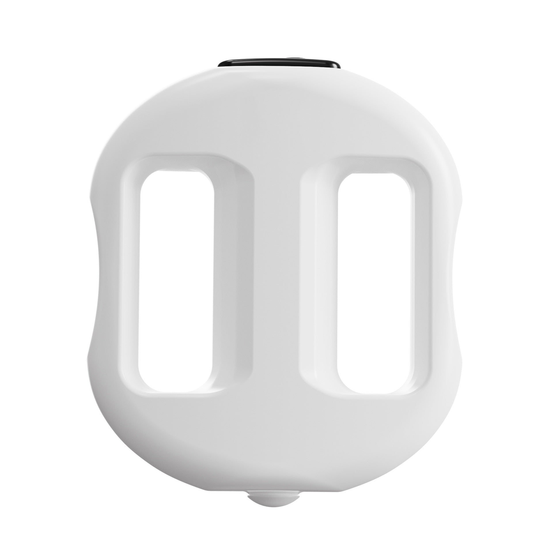 A white plastic replacement part with two vertical rectangular cutouts and a small black tab on top, shown against a plain white background.
