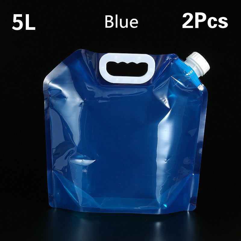 Blue 5L plastic pouch with a handle on a black background, labeled '2Pcs'.