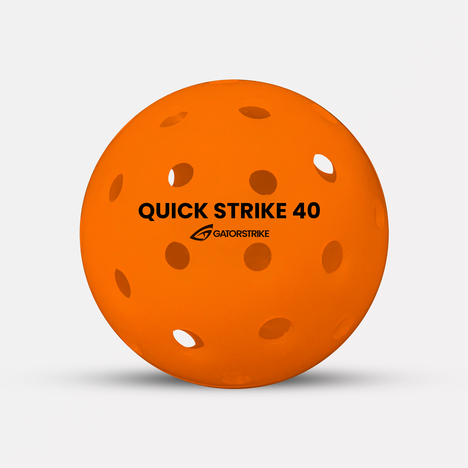 Orange GatorStrike quick strike 40 pickleball on a white background