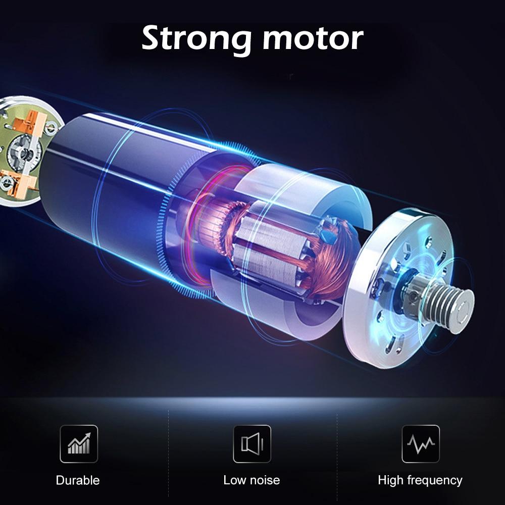 Illustration of a strong motor with labeled features on a dark background