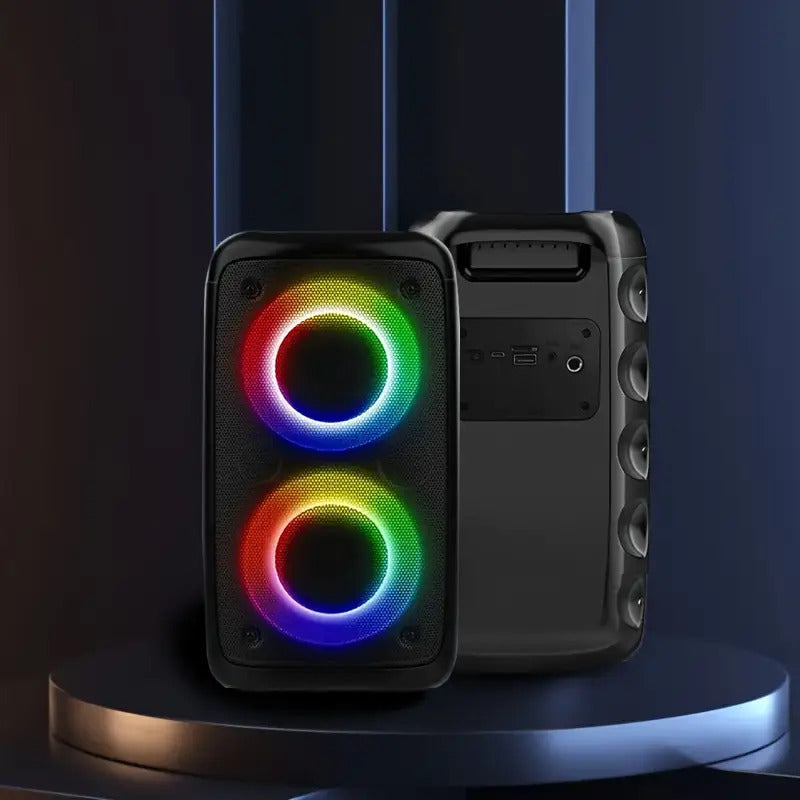 Gaming speaker with RGB lighting on a dark background