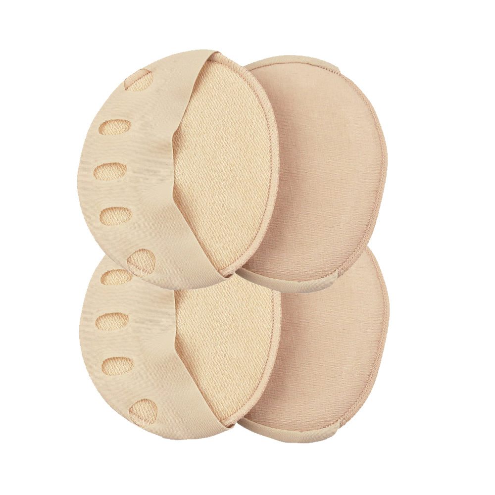 Beige silicone foot pads on a white background
