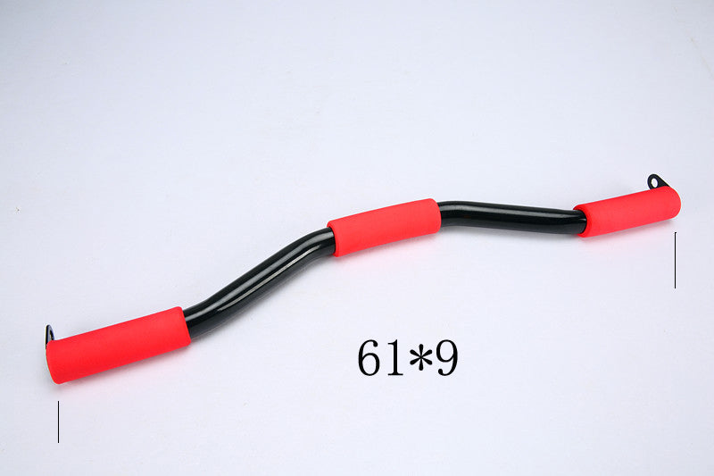 Black and red curved tool with measurements on a light gray background