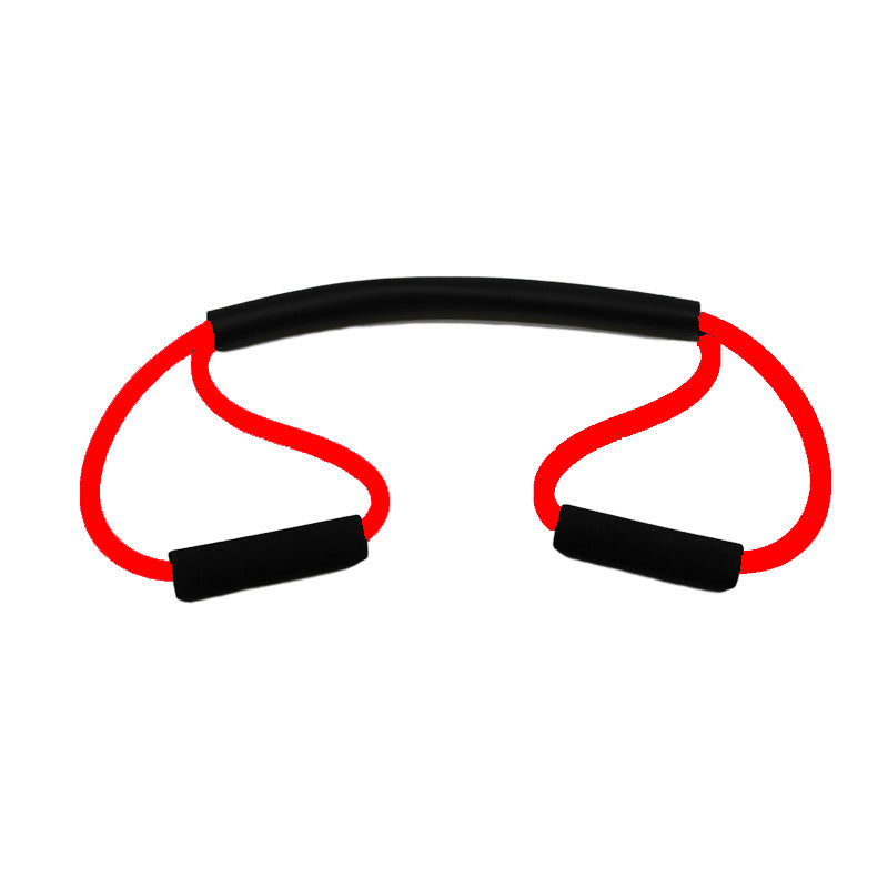 Black and red resistance band on a white background