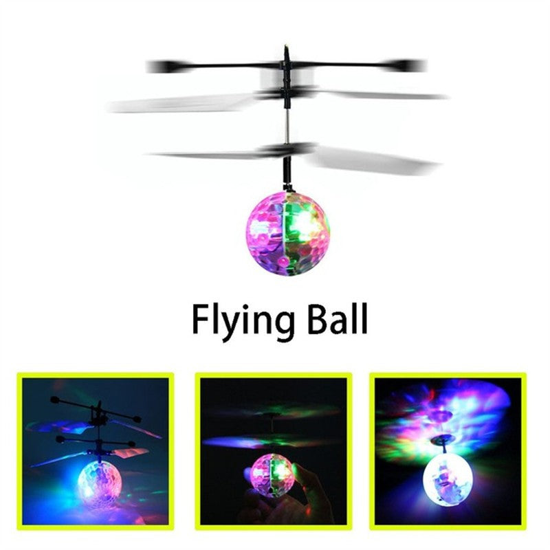 Colorful flying ball with LED lights on a white background