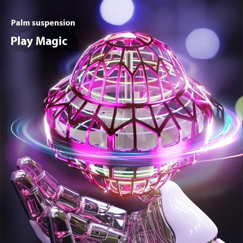 Colorful LED light show with 'Palm suspension Play Magic' text