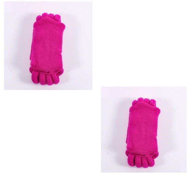 Pair of pink toe socks on a white background
