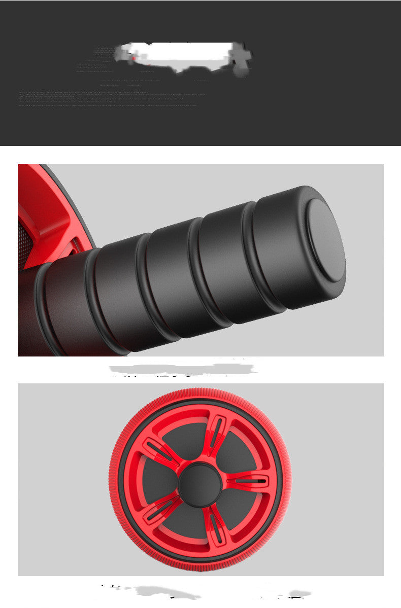Black handle and red wheel cover on a gray background