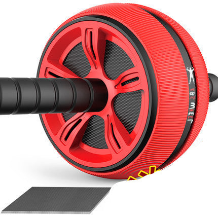 Red and black ab wheel on a white background