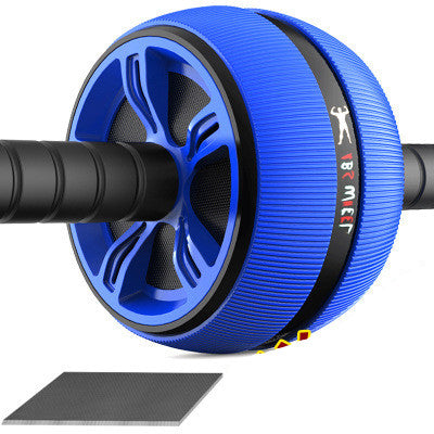 Blue ab wheel with black handles on a white background