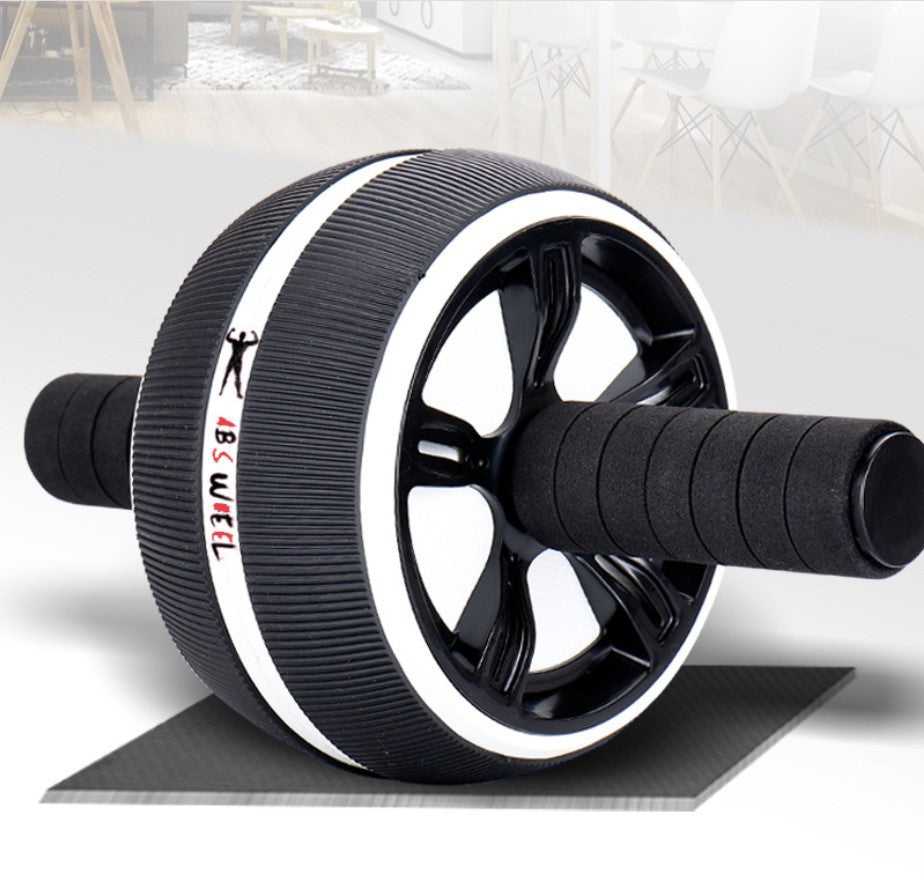 Black ab roller with white accents on a light background