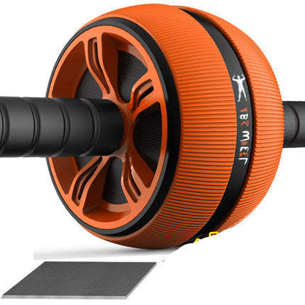 Orange and black ab roller with brand logo on a white background