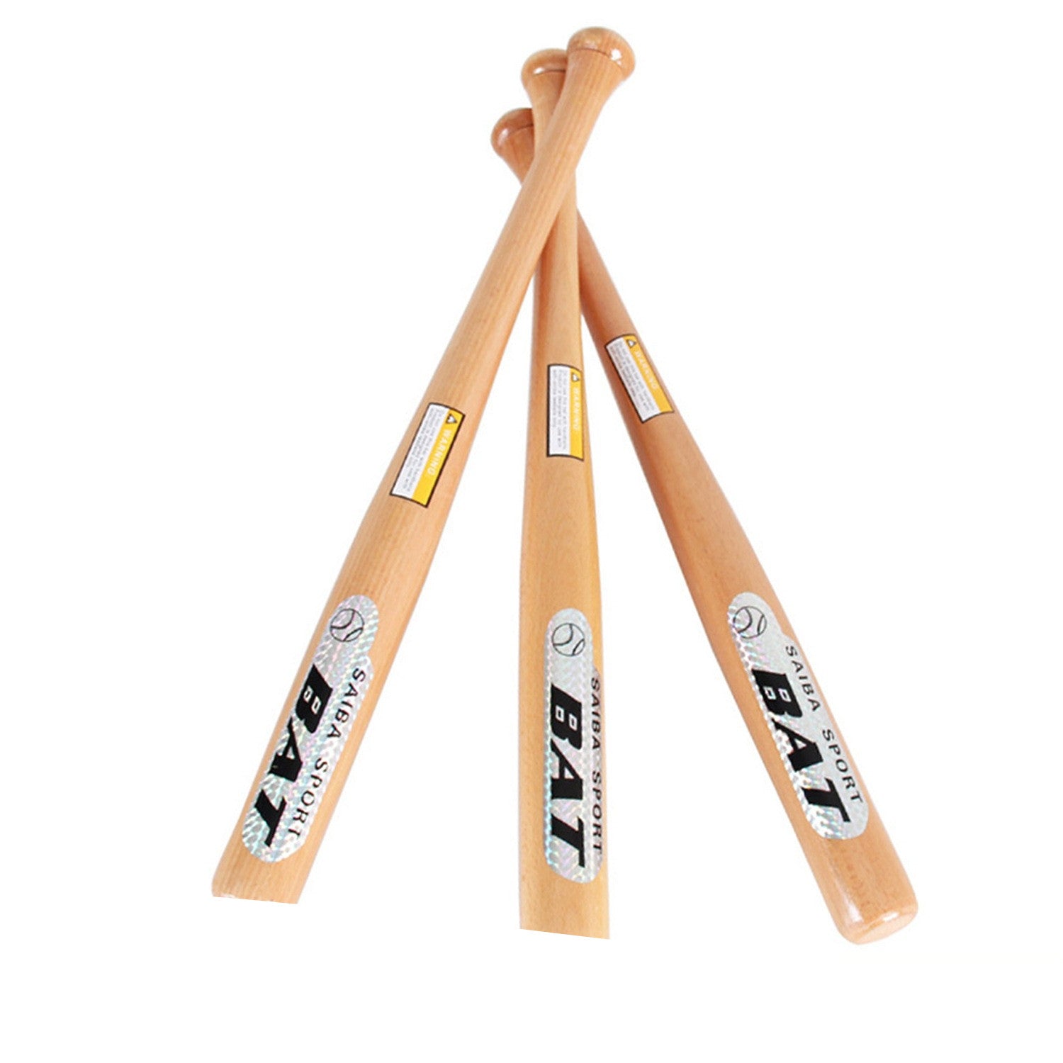 Three wooden baseball bats with 'BATA' branding on a white background