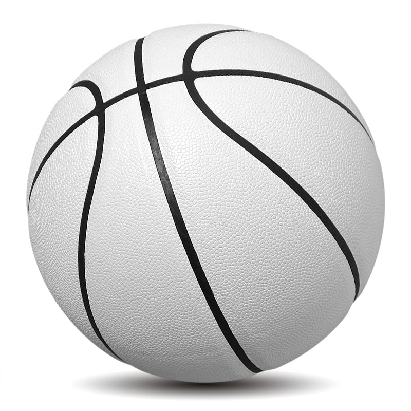 White basketball with black lines on a white background