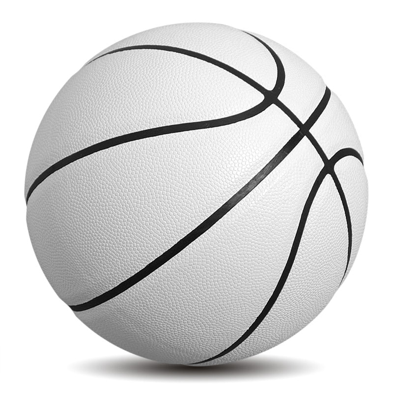 White basketball with black lines on a white background