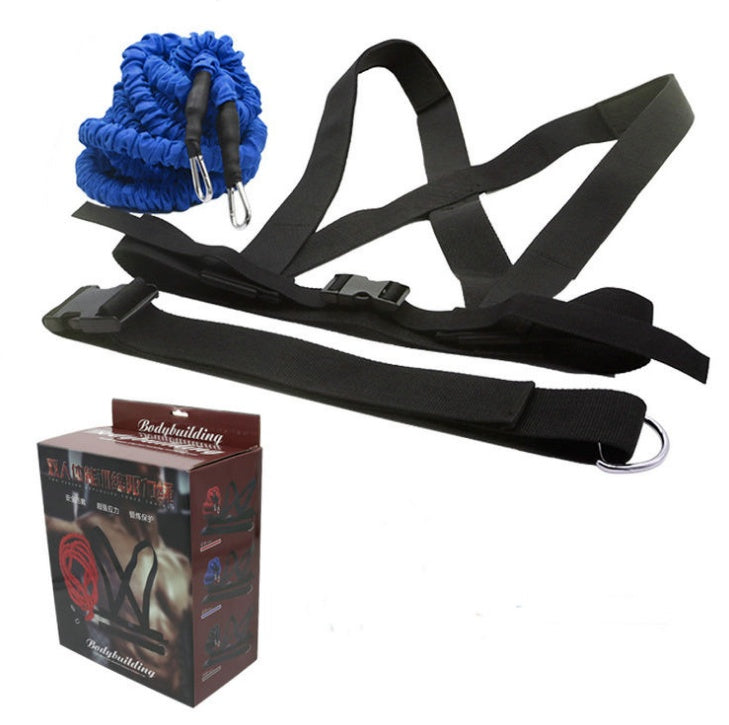 Black exercise straps with a blue resistance ball and packaging on a white background