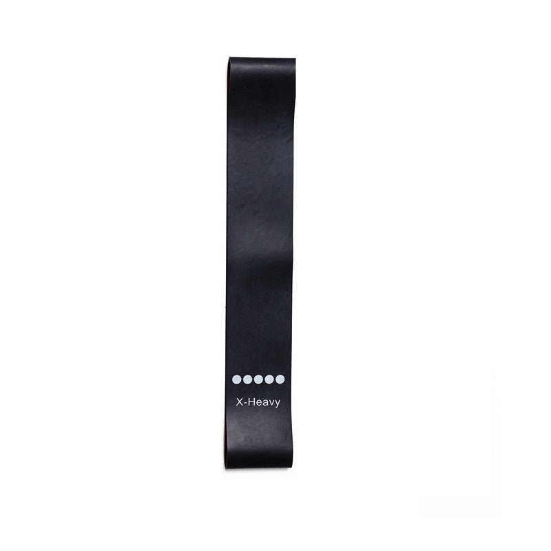 Black resistance band labeled 'X-Heavy' on a white background