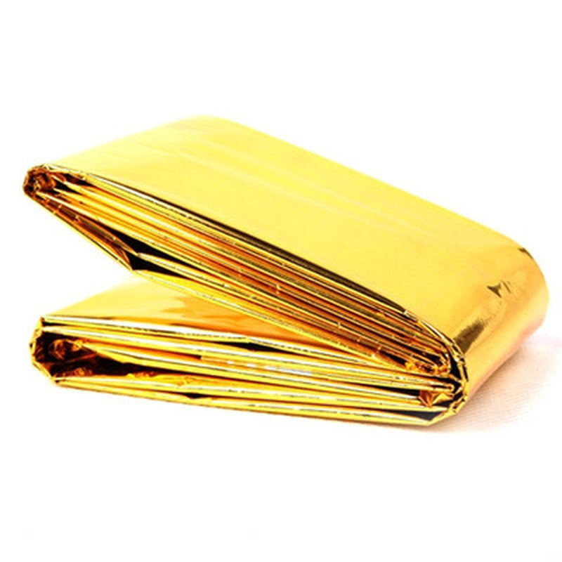 Gold-colored folded sheet on a white background