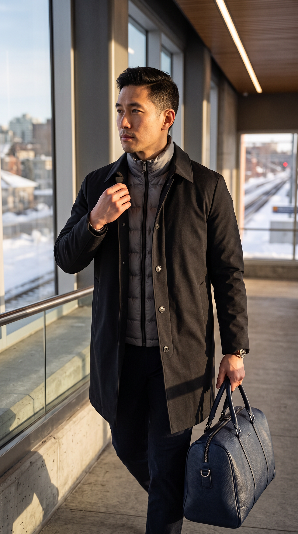 Men's Mid-Length Lined Down Coat
