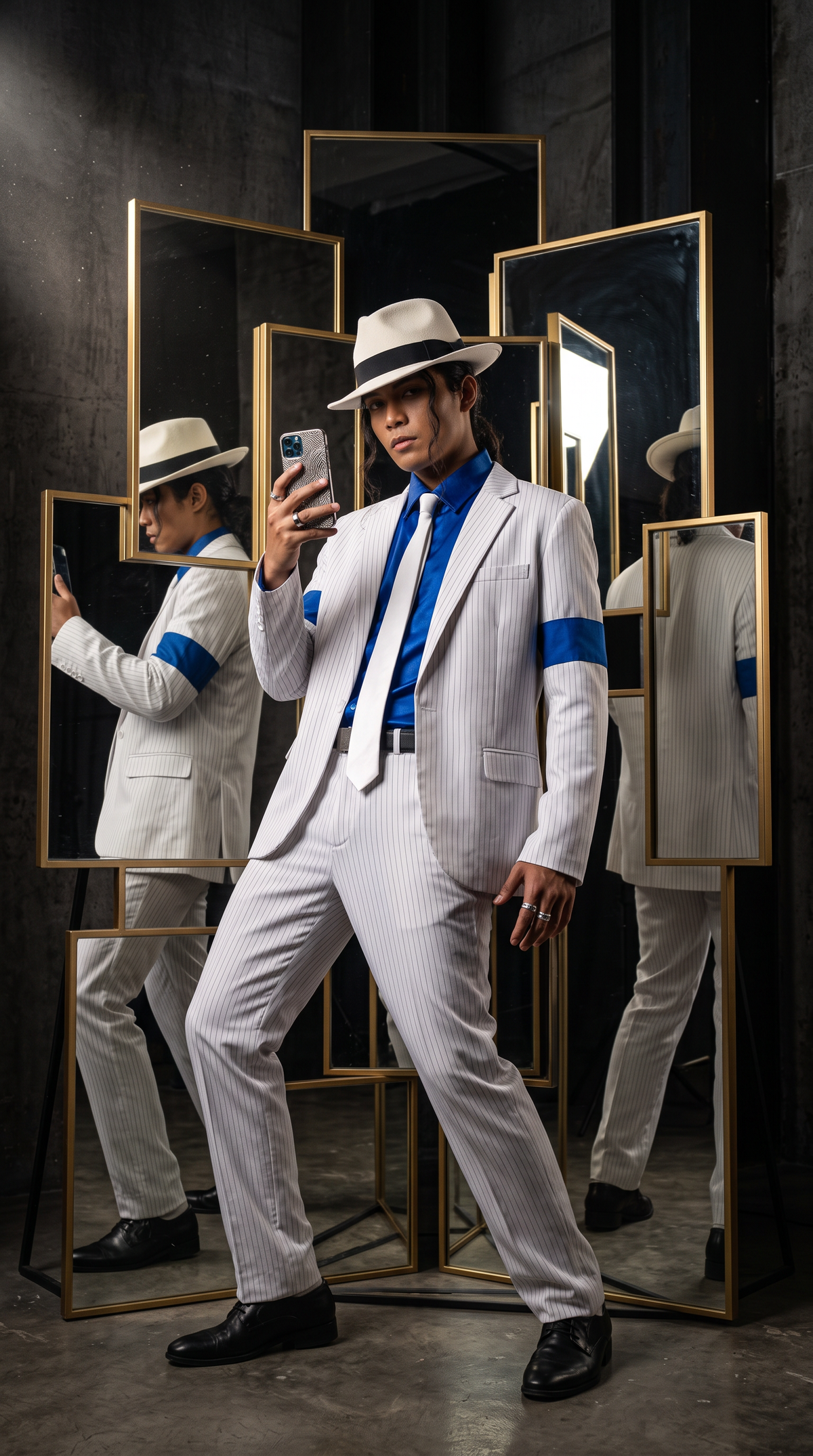 Smooth Criminal-Inspired White Pinstripe Costume Suit