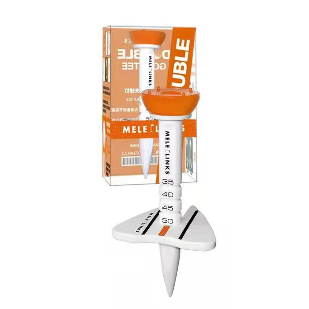 Golf tee with MELEE branding on a white background