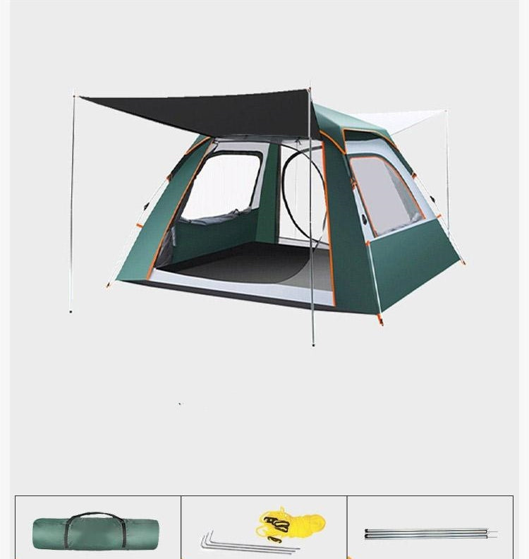 Camping tent with accessories on a white background