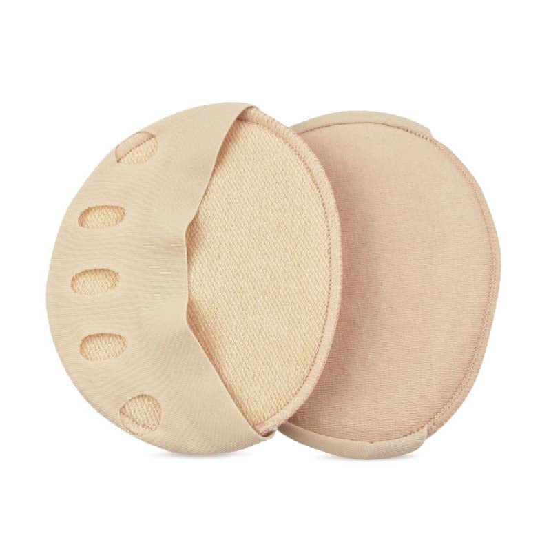 Beige silicone foot pads on a white background