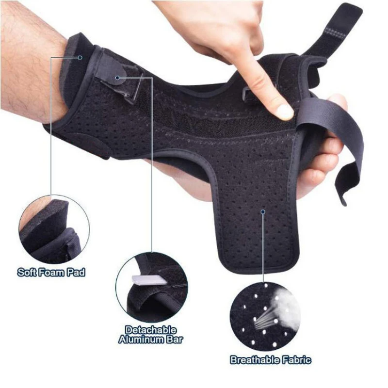 Black brace with features highlighted on a white background