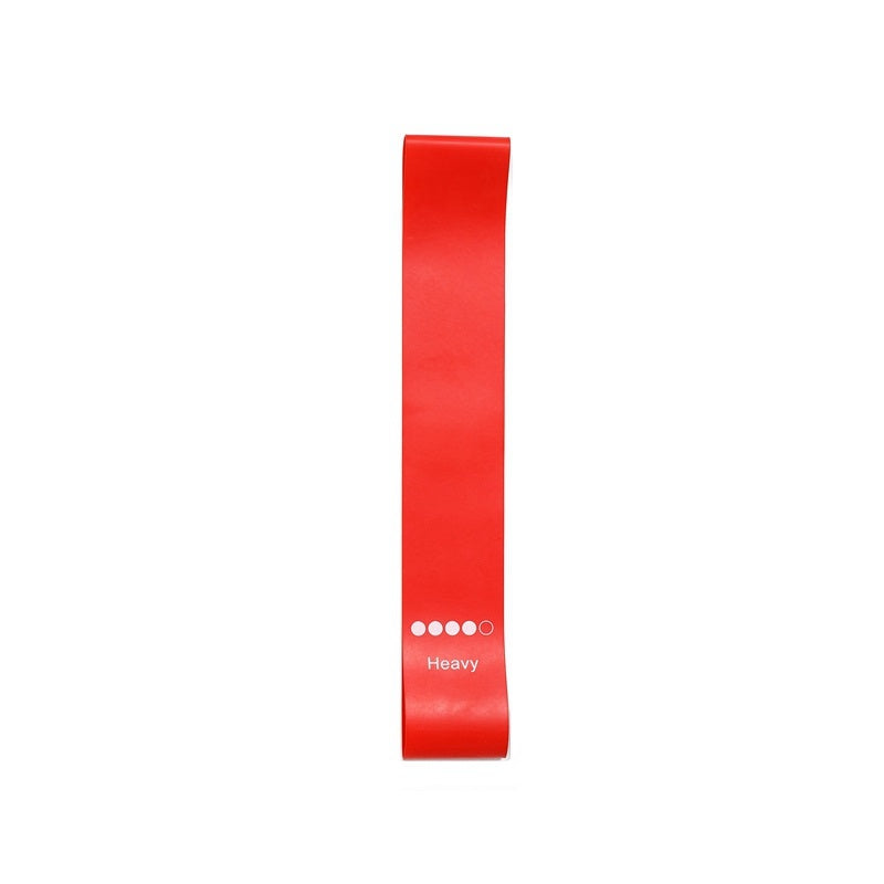 Red resistance band labeled 'Heavy' on a white background