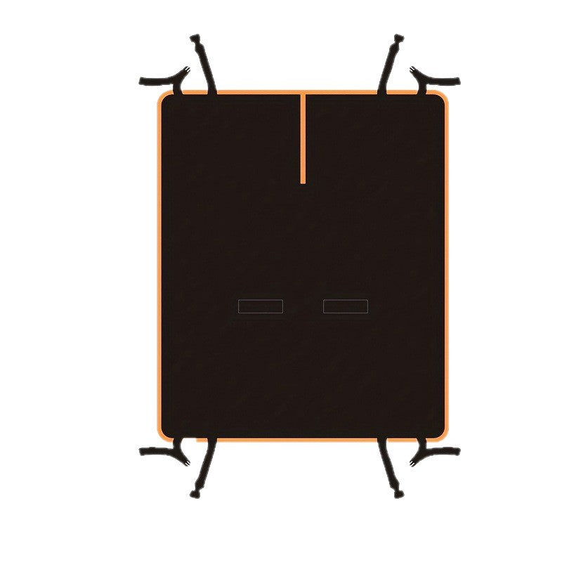 A dark brown rectangular mat with an orange border, featuring black hanging straps at the corners and two small rectangular cutouts near the center, shown on a plain white background.