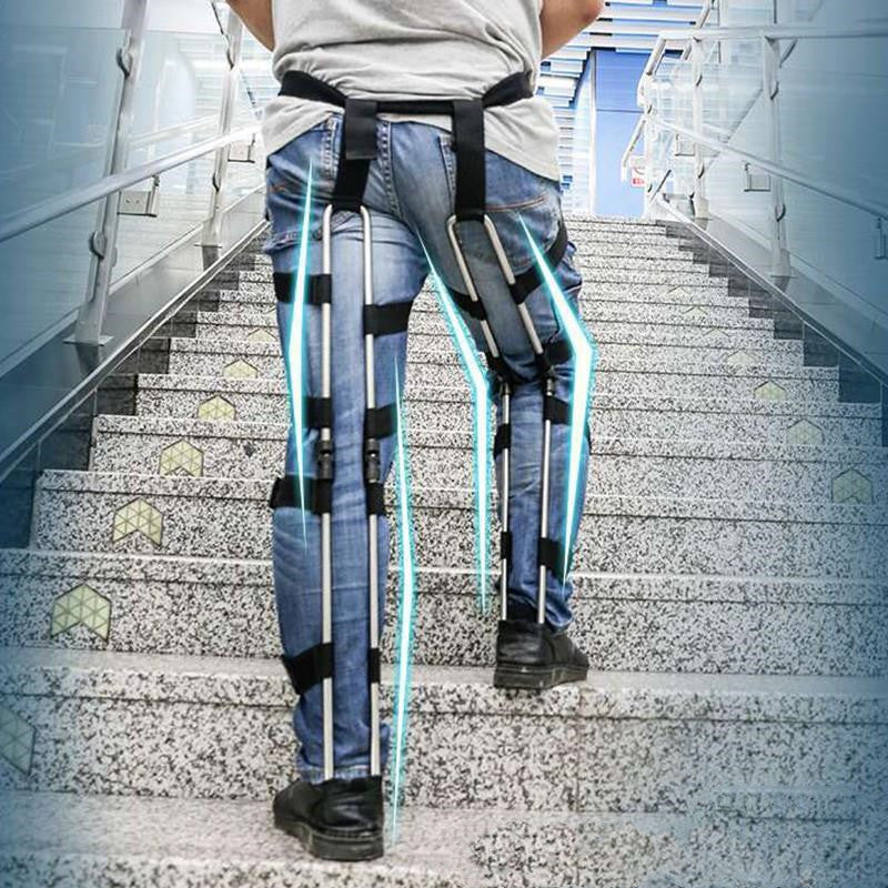 Person using a stair climbing device on a set of stairs
